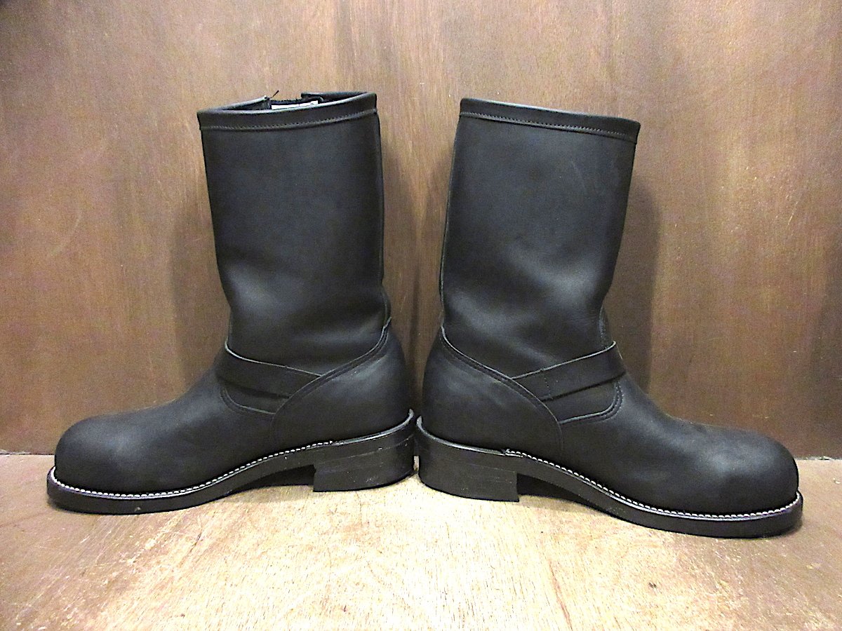 Chippewa エンジニアブーツ ブラック ビンテージ90's○DEADSTOCK CHIPPEWAスチールトゥエンジニアブーツ黒