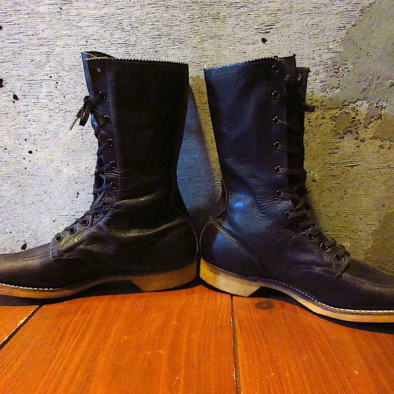 【稀少】チペワ ロガーブーツ ワークブーツ 茶 レザー 刻印/刺繍タグ ビンテージ40's50's○DEADSTOCK Chippewaロガーブーツ焦げ茶○25081