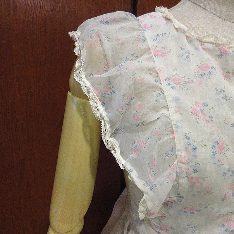 ビンテージ~40's○レディース花柄シースルーエプロン○210512s1 ビンテージ~40's○レディース花柄シースルーエプロン○210512s1