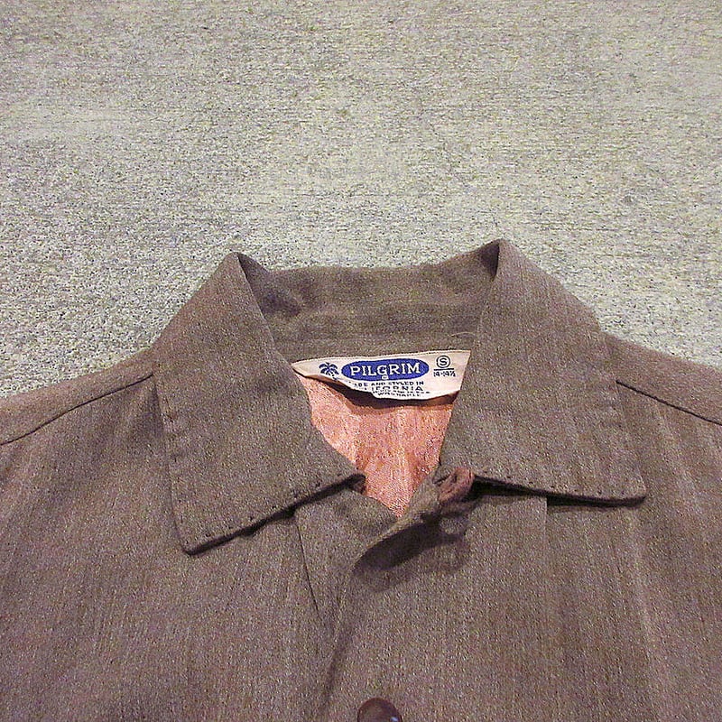 ビンテージ50's○PILGRIMレーヨンループカラーシャツsize S