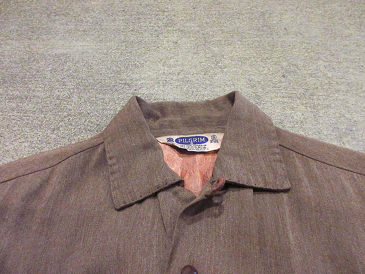 ビンテージ50's○PILGRIMレーヨンループカラーシャツsize S