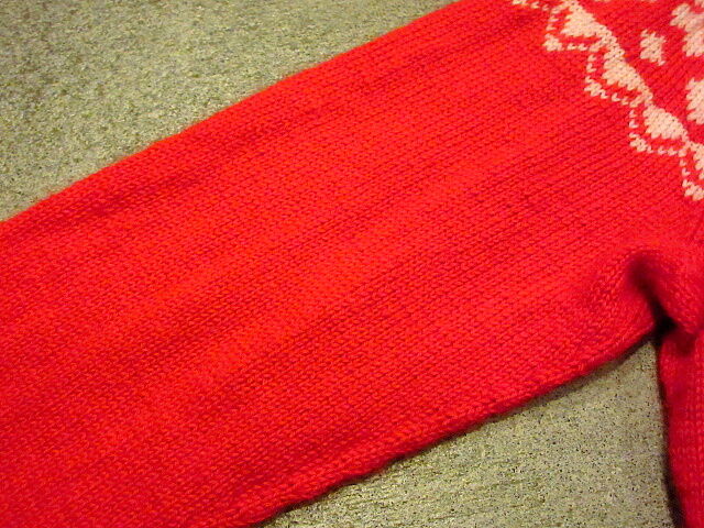 ビンテージ~70's○レディースノルディックカーディガン赤○201008s4-w