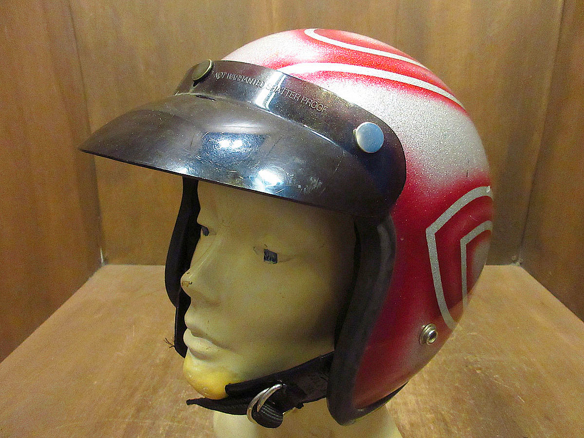 ビンテージ70's○ファイヤーパターンバイザー付きジェットヘルメット