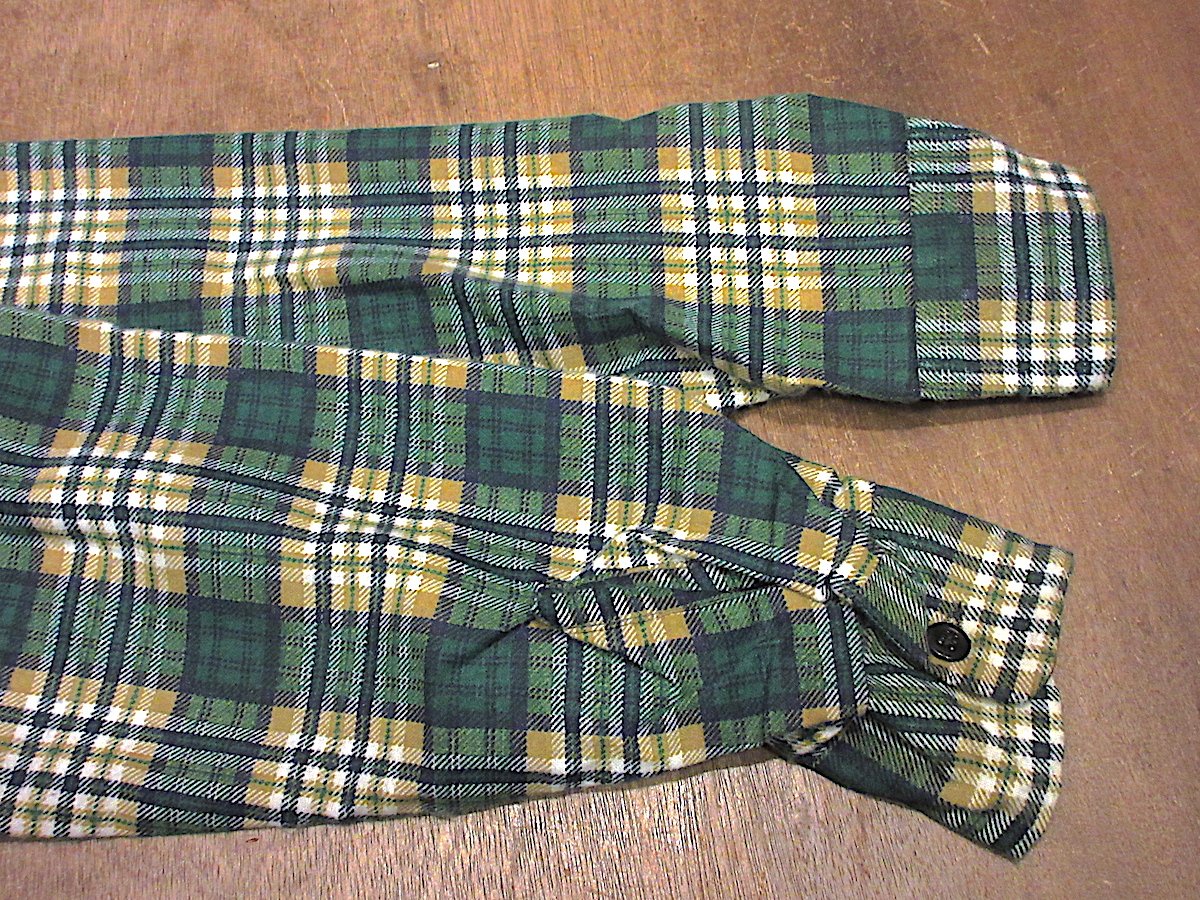 ビンテージ70's○DEADSTOCK Searsチェックプリントネルシャツsize S○25