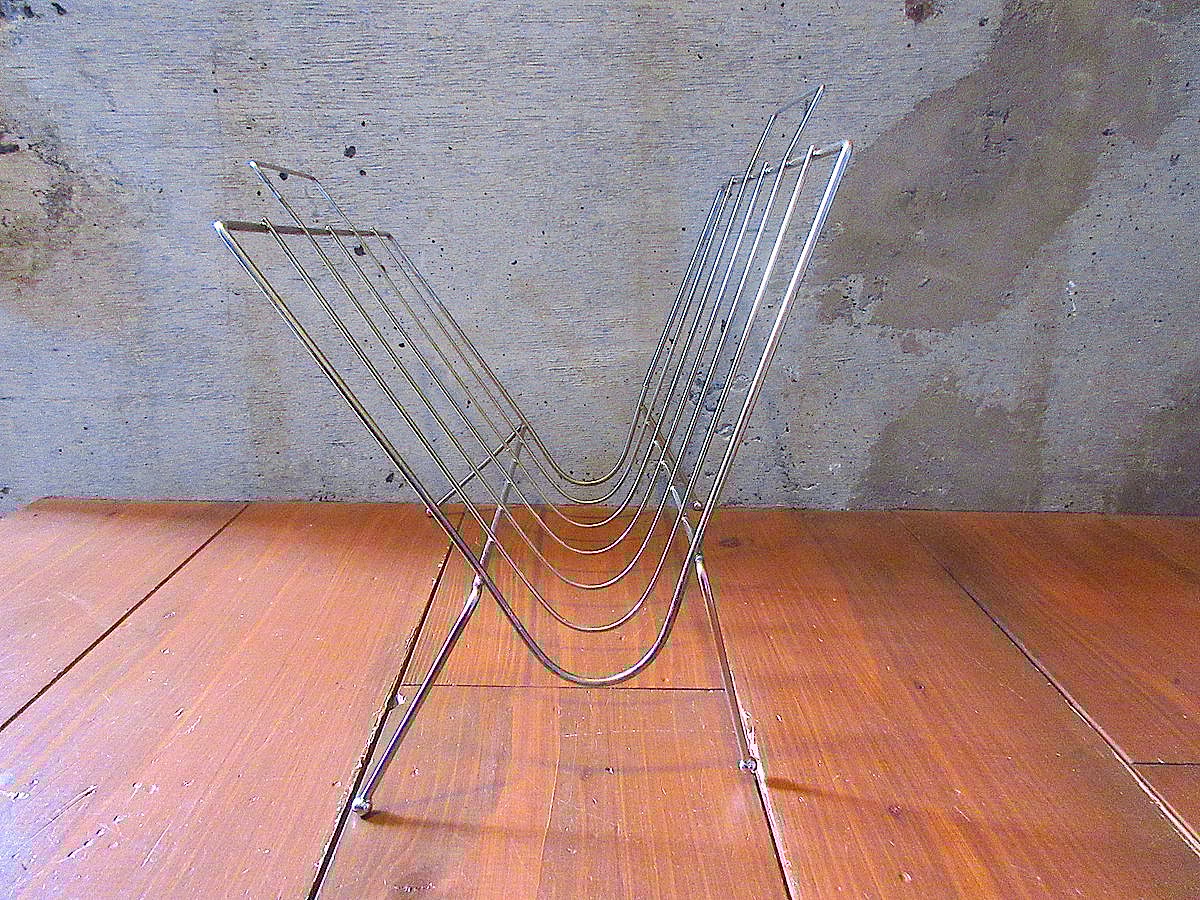 ビンテージ-70's○ゴールドマガジンラック○250514K3-rack