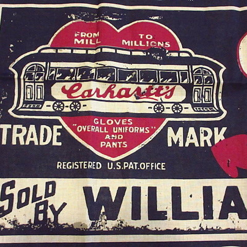 ビンテージ○DEADSTOCK Carharttアドバタイジングバンダナ○200729s7-b