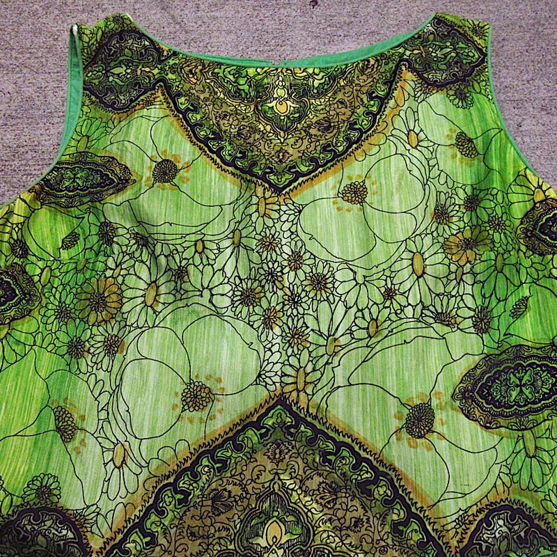 ビンテージ60's70's○DYNASTY花柄シルクノースリーブワンピース ビンテージ60's70's○DYNASTY花柄シルクノースリーブワンピース