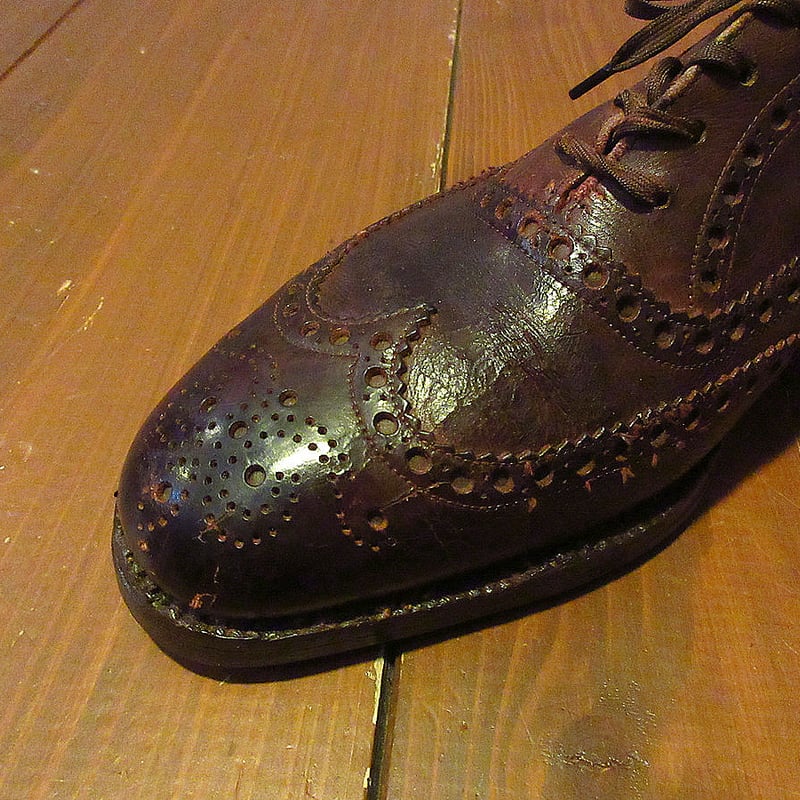 ビンテージ-70's○Church'sウイングチップシューズ赤茶○250414j4-m-dsh