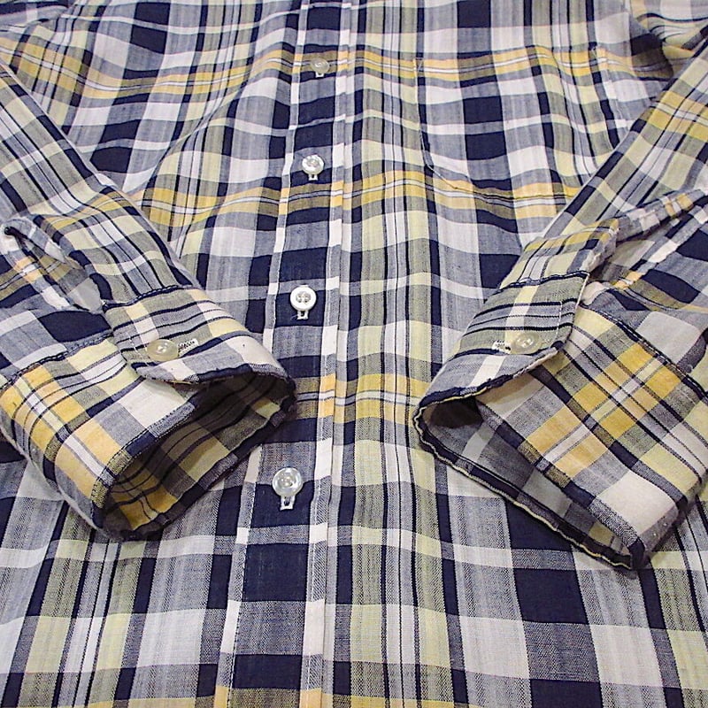 ビンテージ60's70's○Bruxtonチェックボタンダウンドレスシャツsize 18