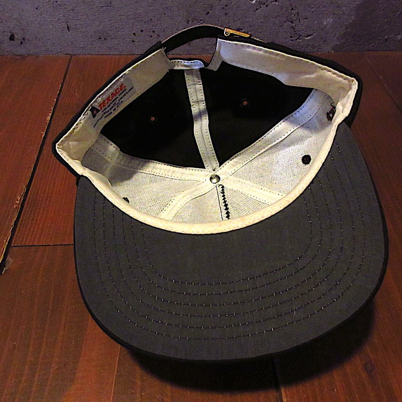 ビンテージ80's90's○DEADSTOCK HOUSTON刺繍入り6パネルキャップ黒○25