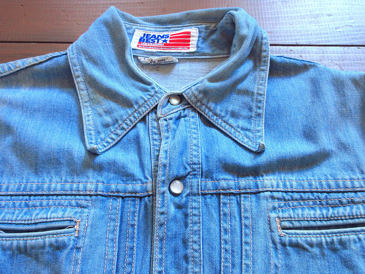 ビンテージ70's○JEANS BESTデニムウエスタンシャツsize M○230918k4-...