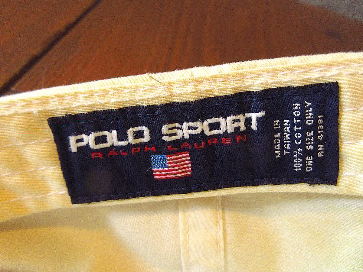 ビンテージ90's○POLO SPORTコットン6パネル刺繍キャップ白 ビンテージ90's○POLO SPORTコットン6パネル刺繍キャップ白