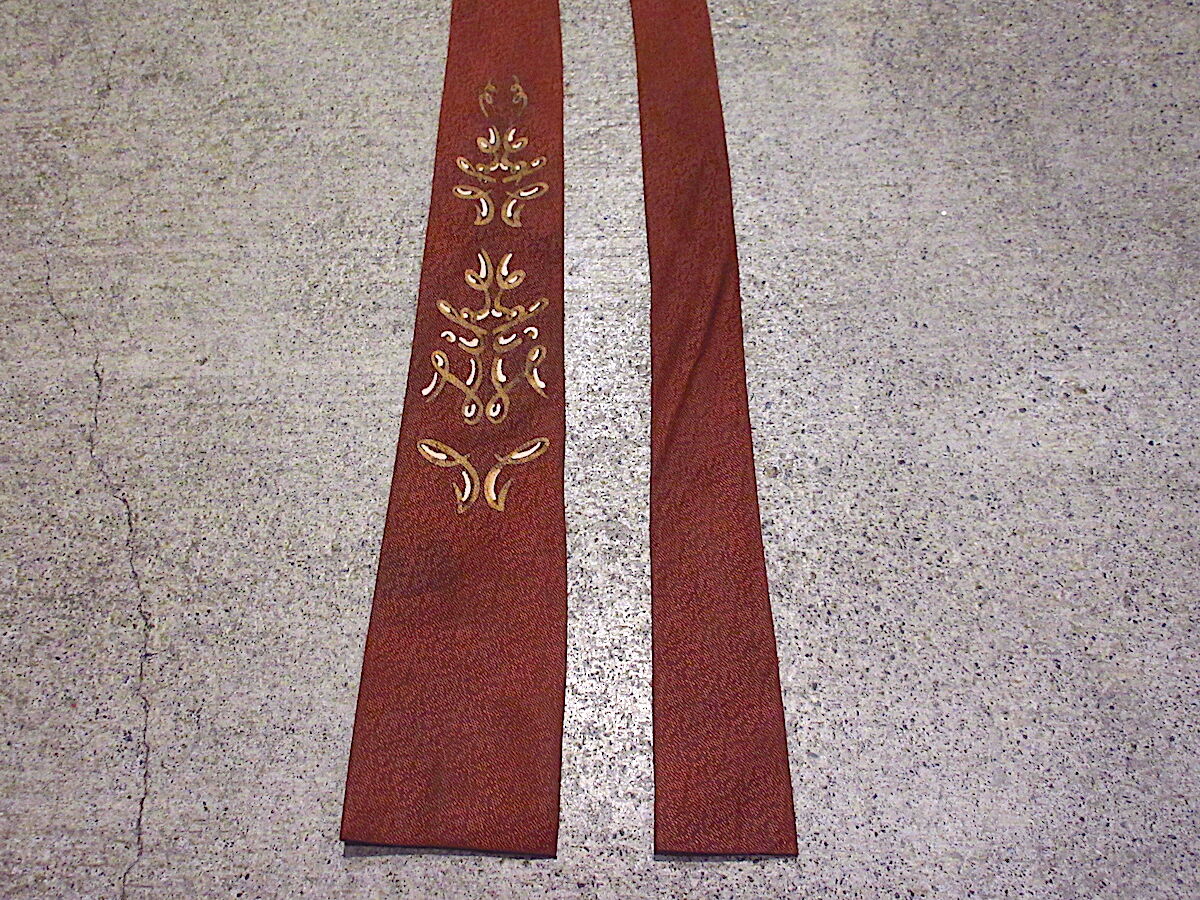 ビンテージ50's○模様入りスクエアタイ茶○231024c10-nct 1950s