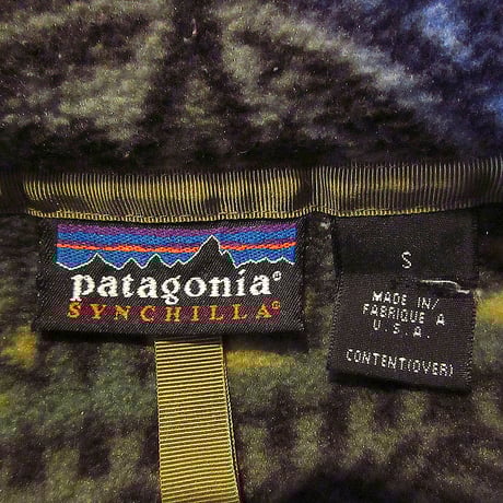 ビンテージ90's●Patagonia SYNCHILLA総柄フリーススナップT size S●240602j2-m-jk-flcパタゴニア古着1990sシンチラ