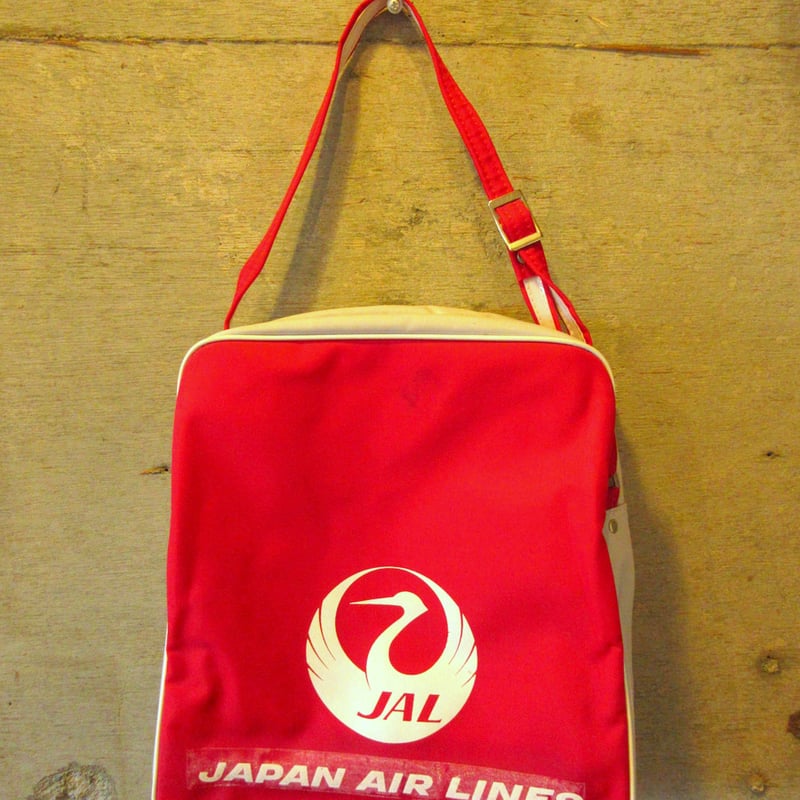 JAL ×アビステレッドパールバッグ ビンテージ70's○JALエアラインバッグ赤×白○231107k7-bag-shd