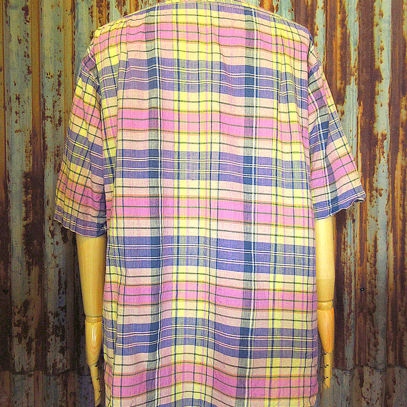 ビンテージ80's90's○Hathawayコットンマドラスチェック半袖