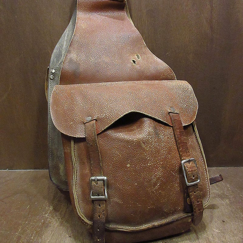 ビンテージ○レザーサドルバッグ茶○240906j5-bag-ot古着サイド