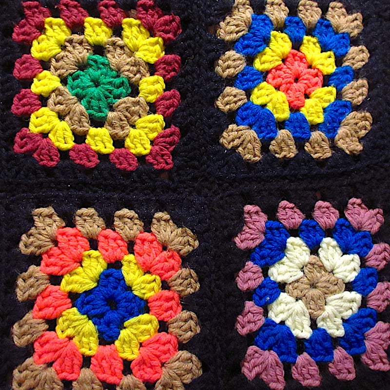 ビンテージ○かぎ針編みブランケットsize約115cm ×約180cm○240312c8-bl