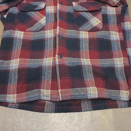 ビンテージ70's●PENDLETONチェックウールループカラーシャツsize L●241010z1-m-lssh-wlペンドルトン古着メンズ
