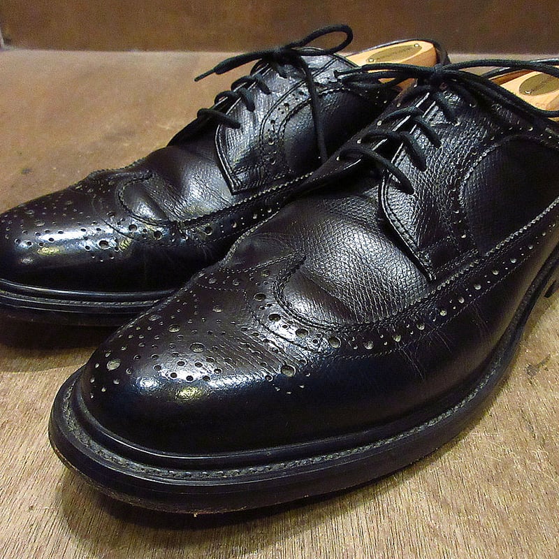 ビンテージ70's80's○ウイングチップシューズ黒size 10 1/2○231112i1-