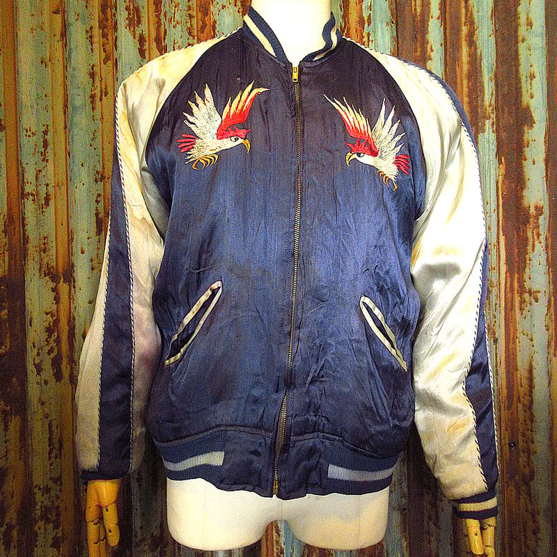 ビンテージ50's○ICE LANDリバーシブルサテンスーベニアジャケット