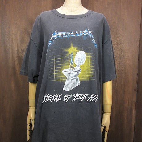 ビンテージ90's●METALLICA METAL UP YOUR ASSプリントTシャツ黒size XL●251020n3-m-tsh-bnメタリカバンドフェードメンズ古着