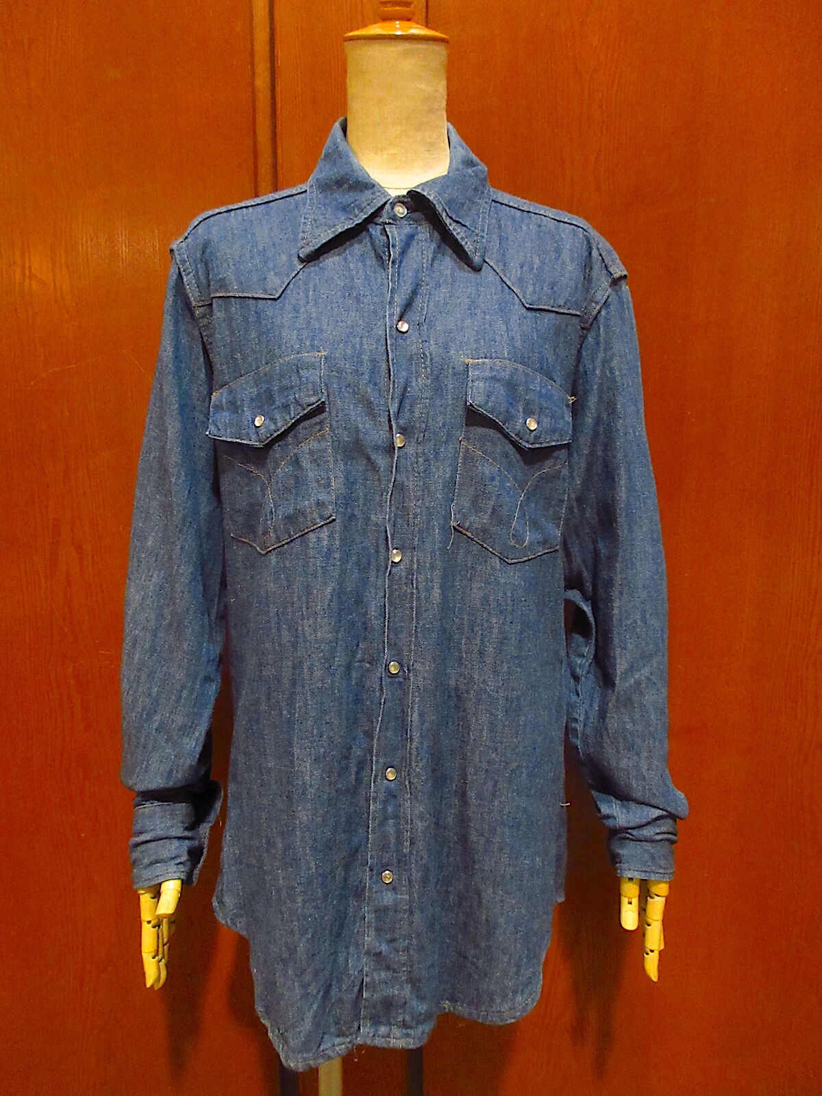 ビンテージ70's○BIG MACデニムウエスタンシャツ○210919r3-m-lssh-ws
