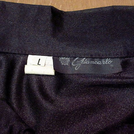 ビンテージ70's●Giancarlo総柄長袖シャツ黒 Size L●200530n5-m-lssh-hpe ヒ ッピーレトロメンズトップス古着