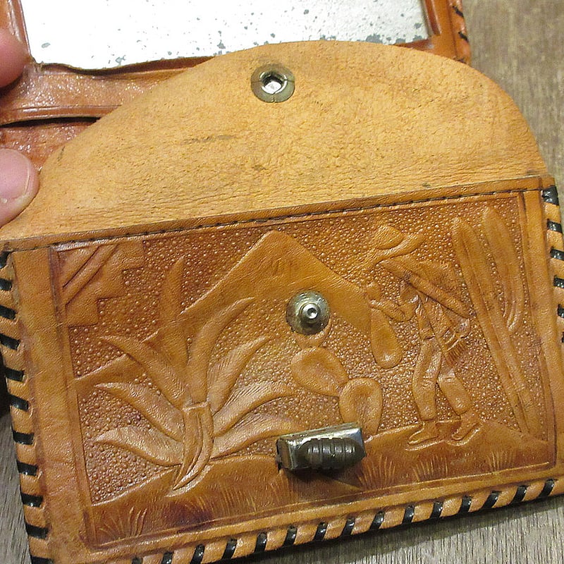 ビンテージ60's70's○MEXICO型押しレザー財布○241006i3-wltメキシコ