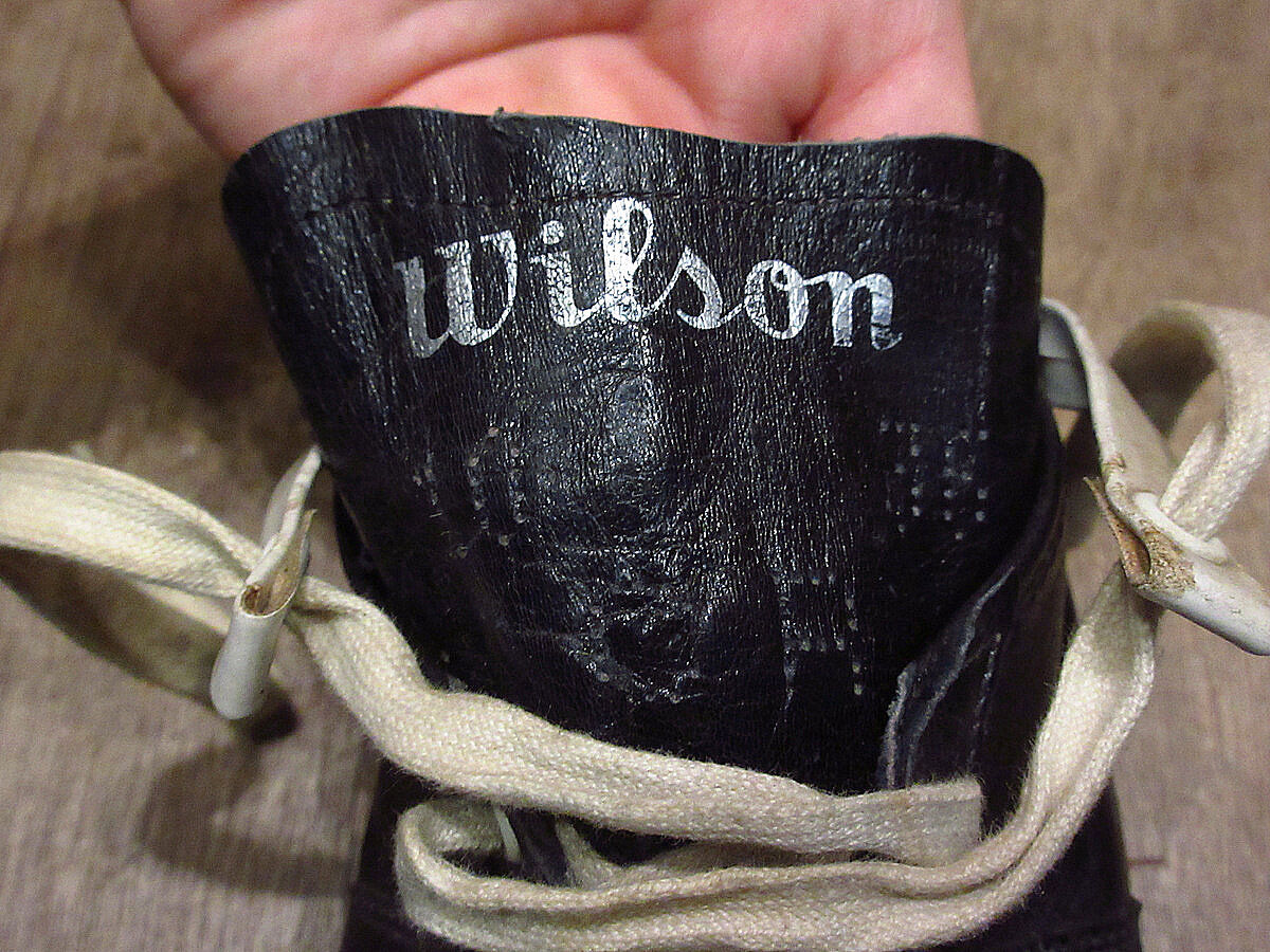 ビンテージ~60's○Wilsonレザーベースボールスパイク黒size 10