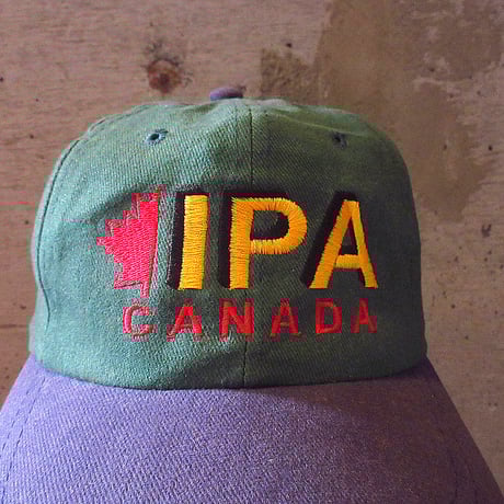 ビンテージ90’s●IPA CANADA 6パネルキャップ緑×紺●250213b5-m-cp-bb帽子メンズ古着1990's
