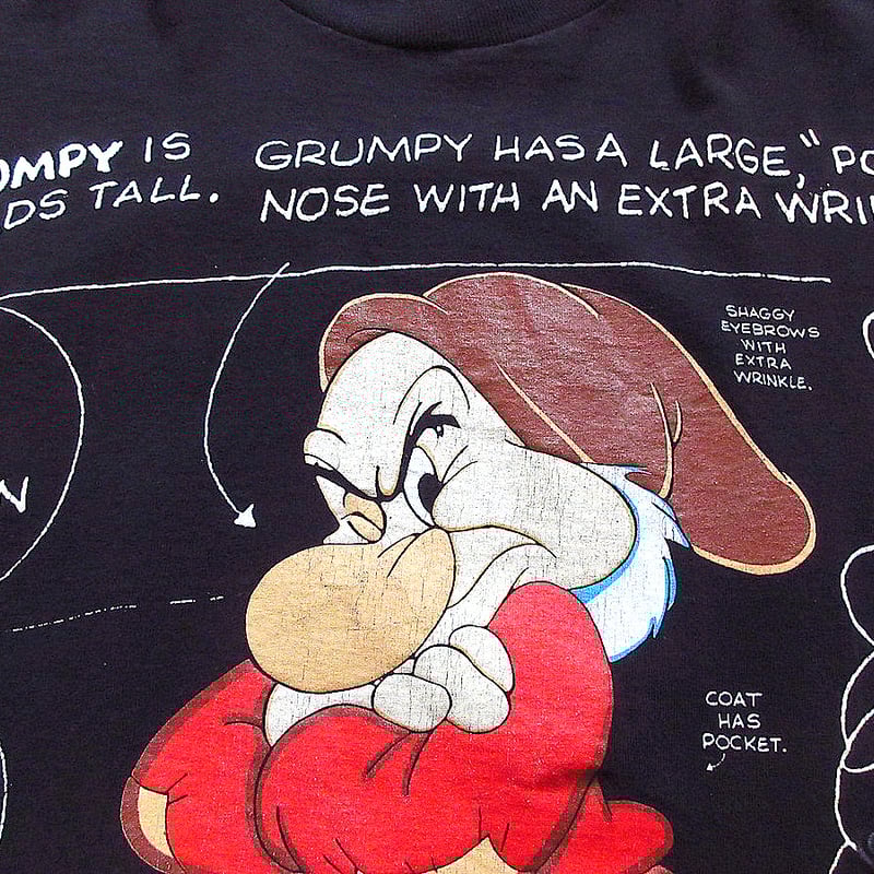 ビンテージ90's○Disney GrumpyプリントTシャツ黒○240409k1-m ビンテージ90's○Disney GrumpyプリントTシャツ黒○240409k1-m