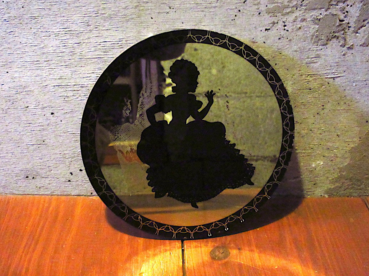 ビンテージ○女性シルエット壁掛けミラー○251217j2-otclct雑貨