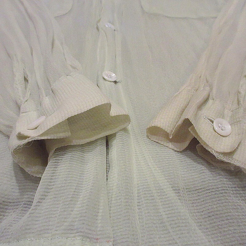 ビンテージ50's○ナイロンシアサッカーループカラーシャツsize M