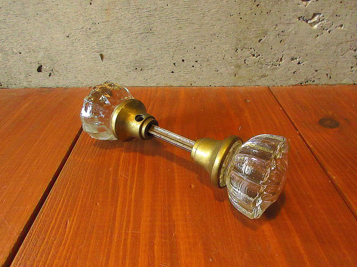 ガラス　ドアノブ　アンティーク アンティークガラス製ドアノブA｜USAヴィンテージ硝子ノブ真鍮