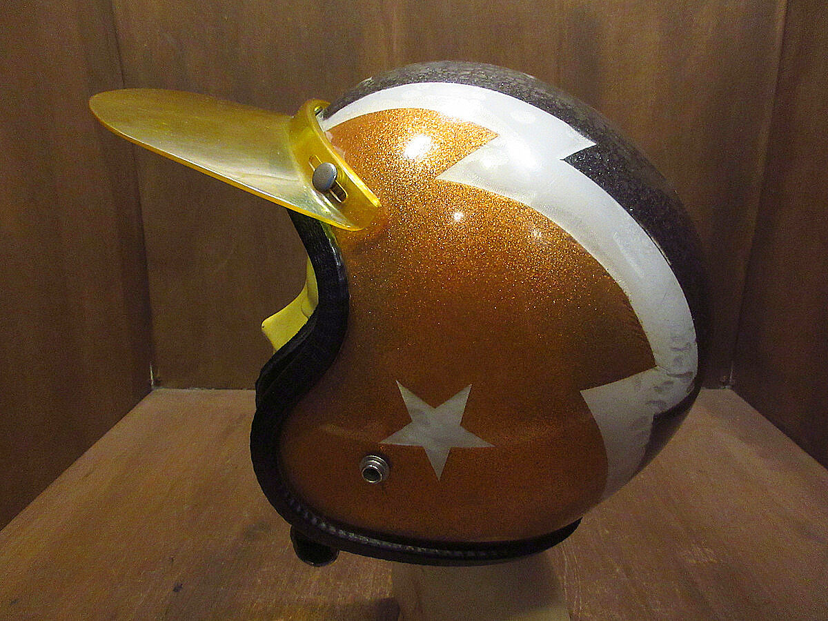 ビンテージ60's70's○バイザー付き星柄ジェットヘルメット○220920i4