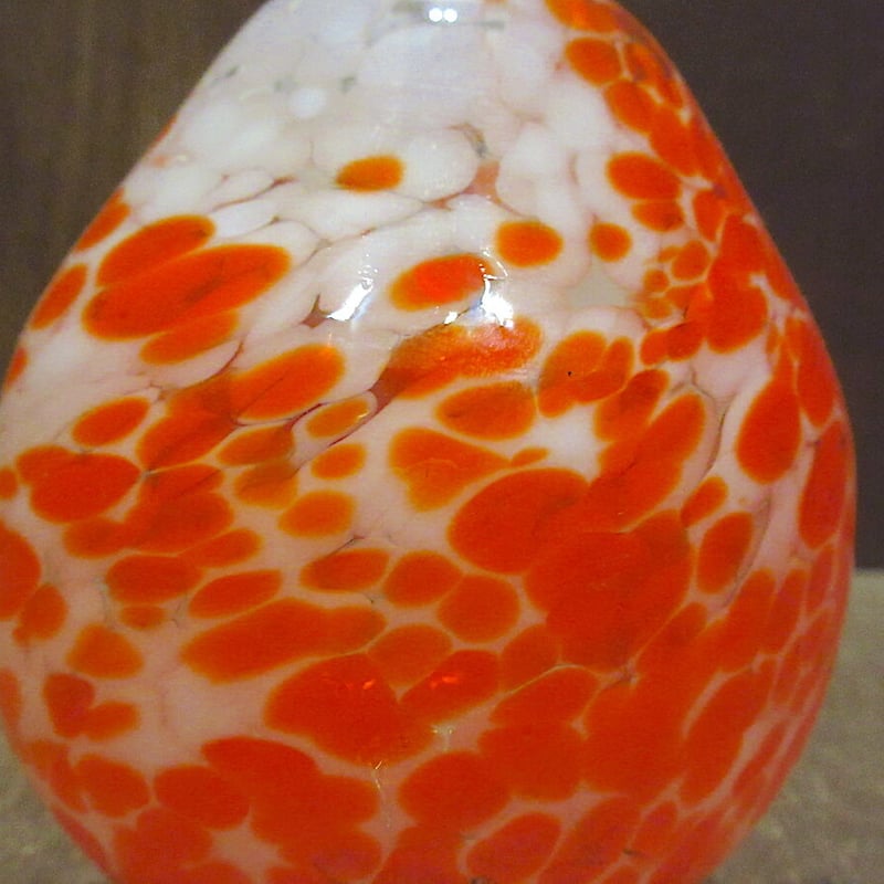 ビンテージ○琉球ガラスオブジェオレンジ×白○221217k2-obj置物沖縄