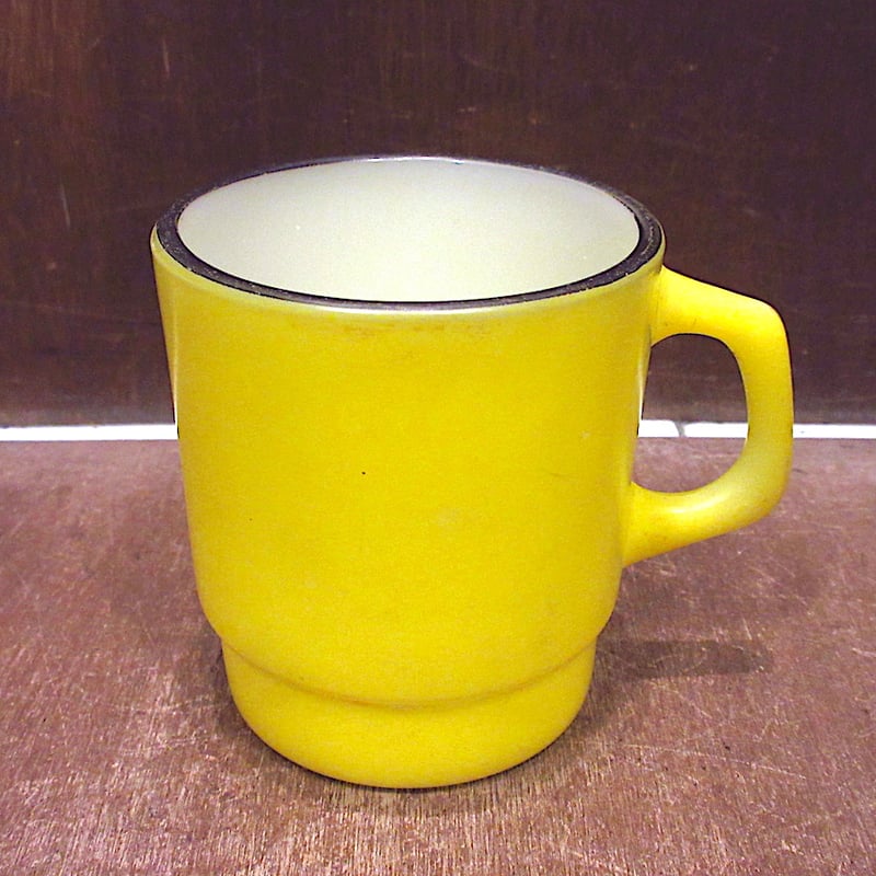 Fire King○スタッキングマグ黄○240329y2-frkファイヤーキング食器