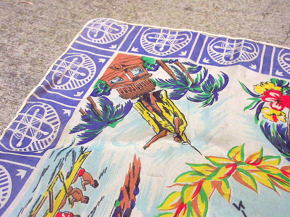 沖縄 地図 スーベニアスカーフ　ビンテージ 1950年台 沖縄 地図 スーベニアスカーフ ビンテージ 1950年台 沖縄 地図