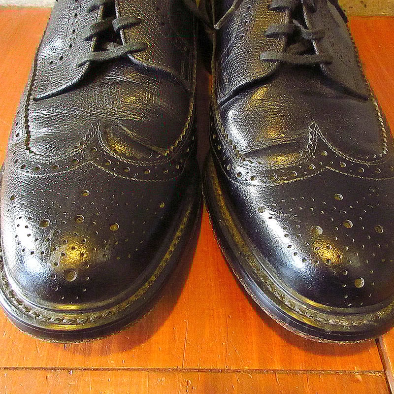 ビンテージ80's○Searsウイングチップシューズ黒size 10 1/2 EE