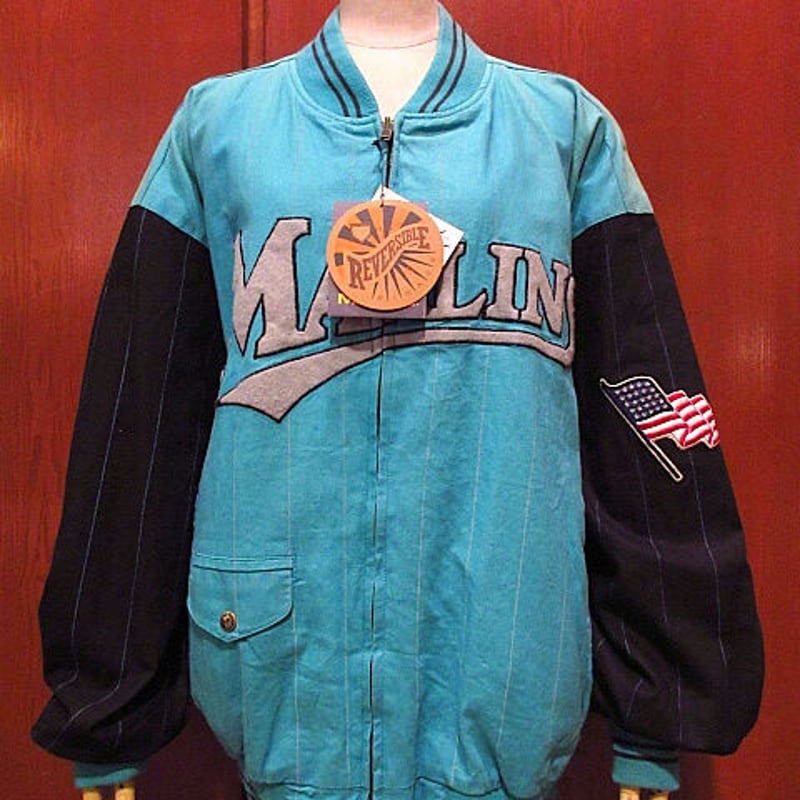 90s MLB MIRAGE リバーシブル マイアミ マリーンズ スタジャン ビンテージ90's○DEADSTOCK MIRAGE MLB FLORIDA MARLINSリ