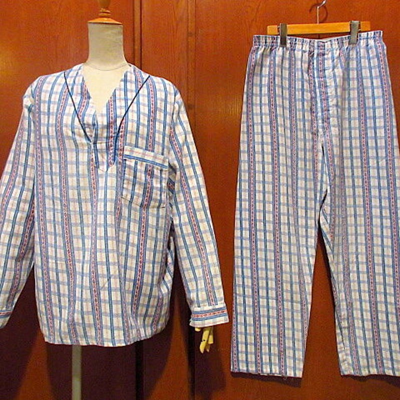 古着　ヴィンテージ　vintage パジャマシャツ　柄　総柄　ジャンク　個性派 ビンテージ70's○JCPenney 総柄パジャマセットアップM○210115s5-m-pjm