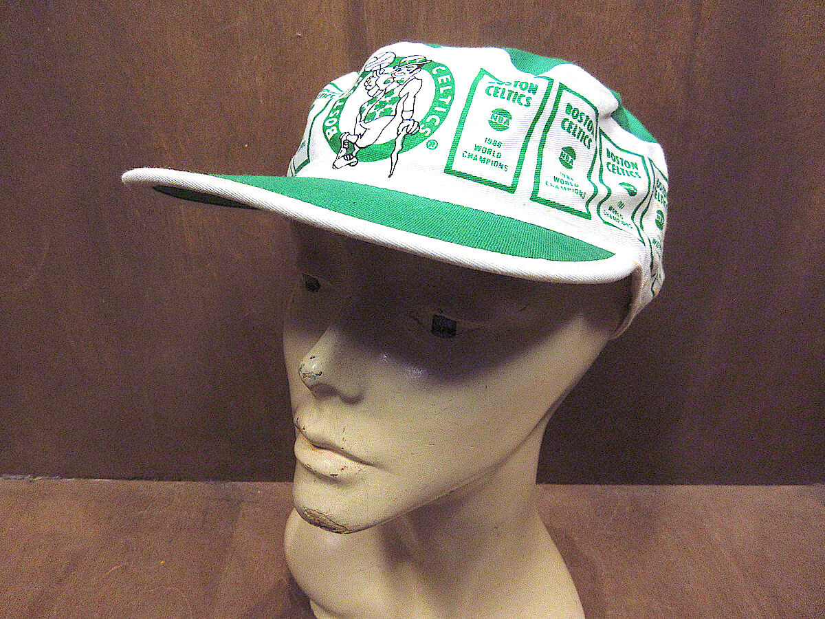 ビンテージ80's○DEADSTOCK BOSTON CELTICSペインターキャップ緑×白○...