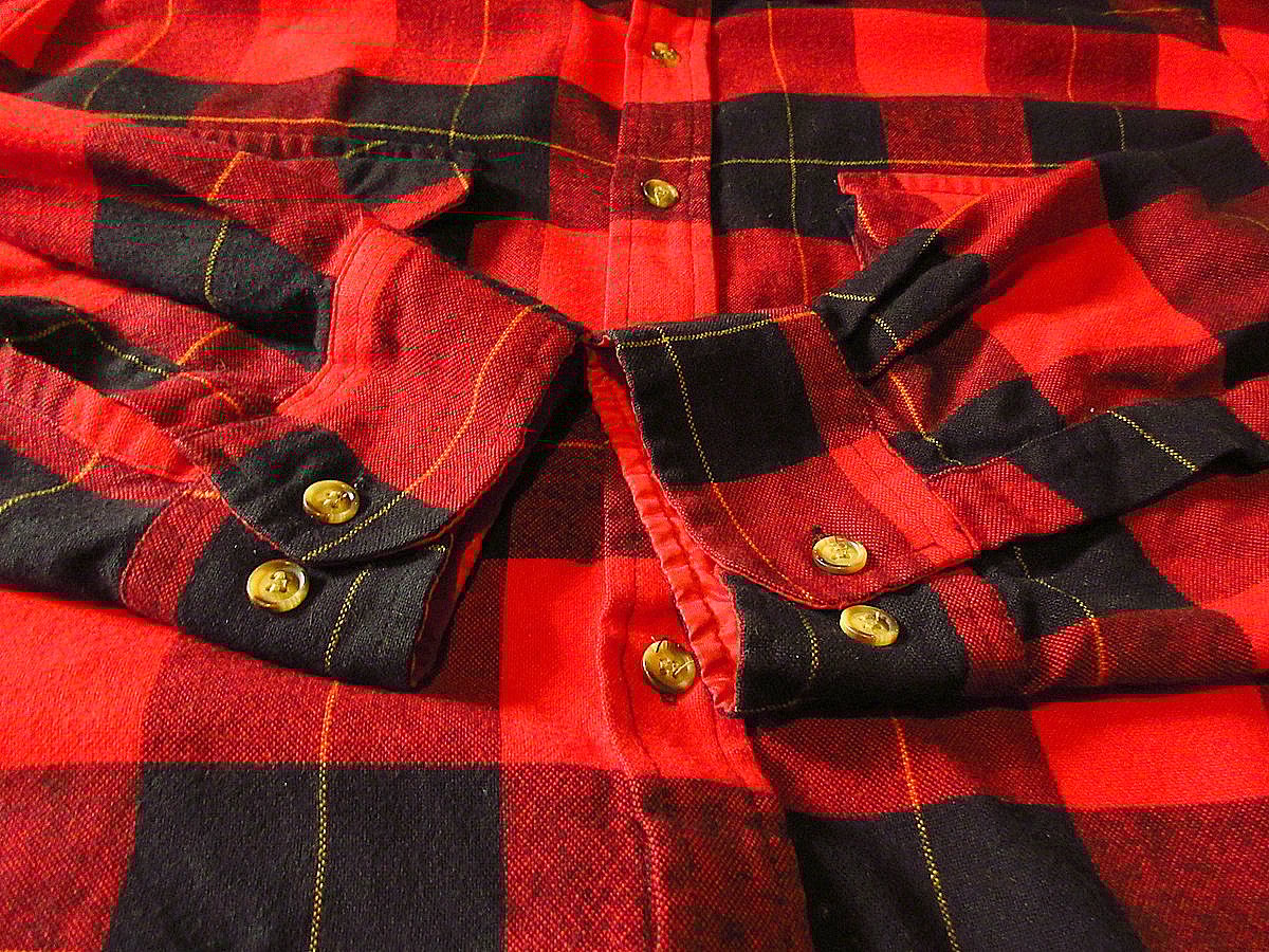 ビンテージ80's○SAUGATUCKチェックネルシャツ赤×黒×黄色size M○241113