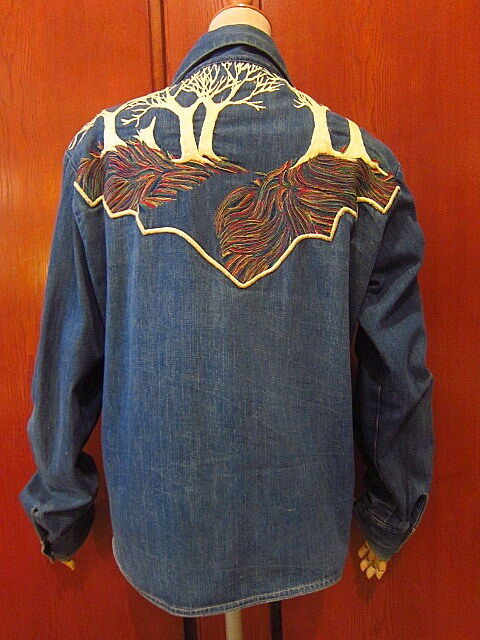 ビンテージ 　アントニオ ジュゼッペ 　デニムジャケット ビンテージ70's○Antonio Guiseppeバンビ刺繍入りデニム