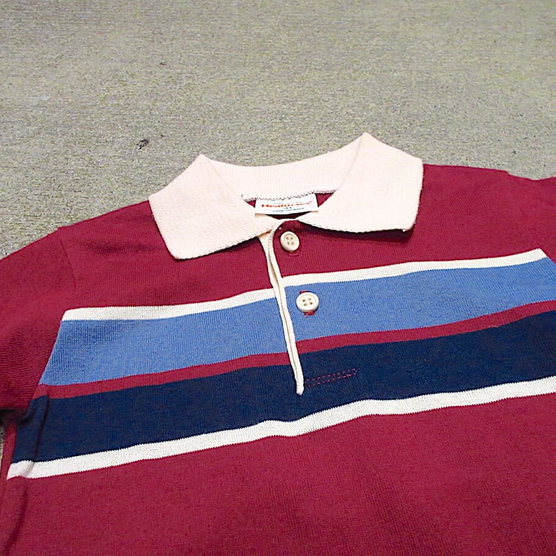 70s vintage ポロシャツ 70s～ JC Penny velour border polo shirt | 古着屋 grin days