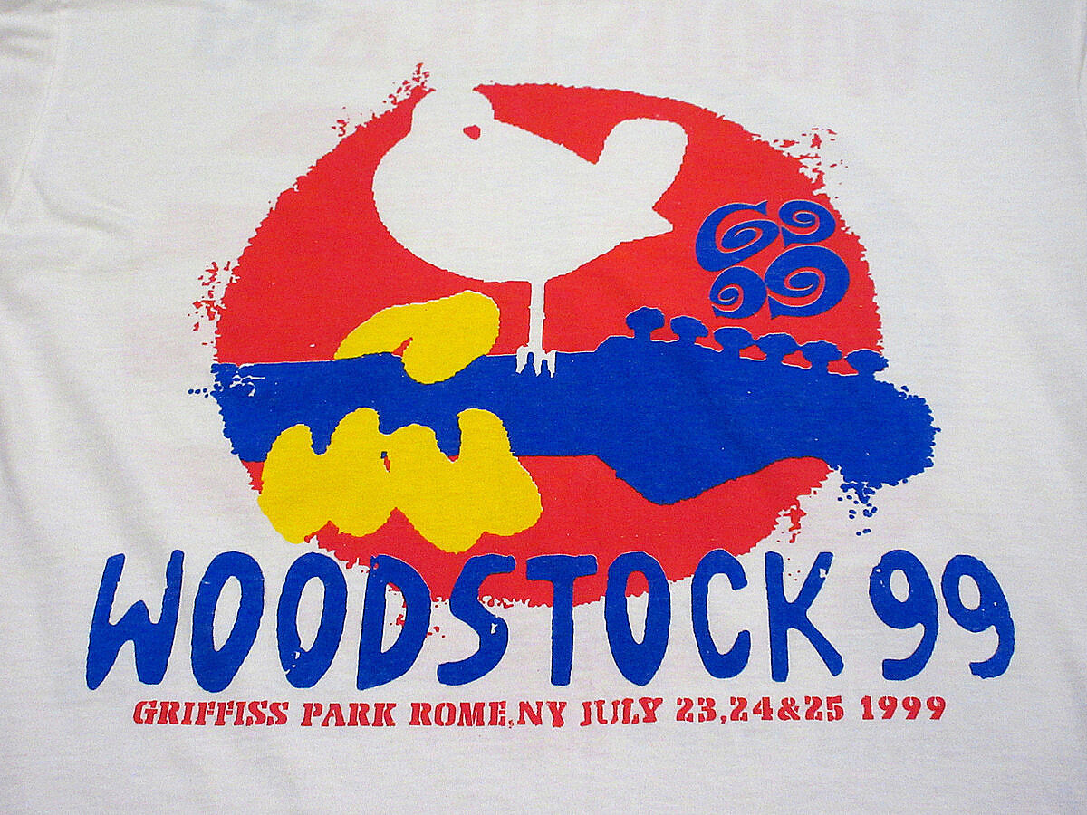 ビンテージ90's○WOODSTOCK 99プリントTシャツ白size XL○230921i3