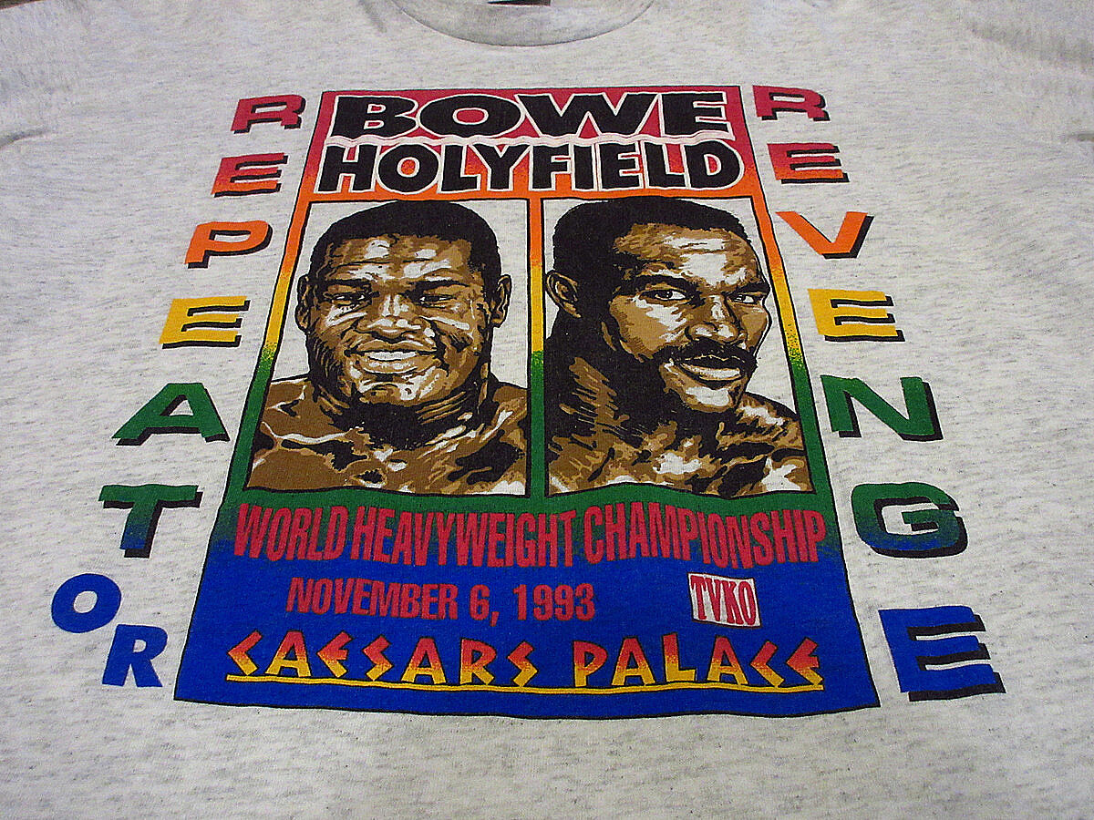 90's ヴィンテージ Bowe vs Holyfield Tシャツ ビンテージ90's○BOWE VS HOLYFIELDボクシングTシャツsize L○2103