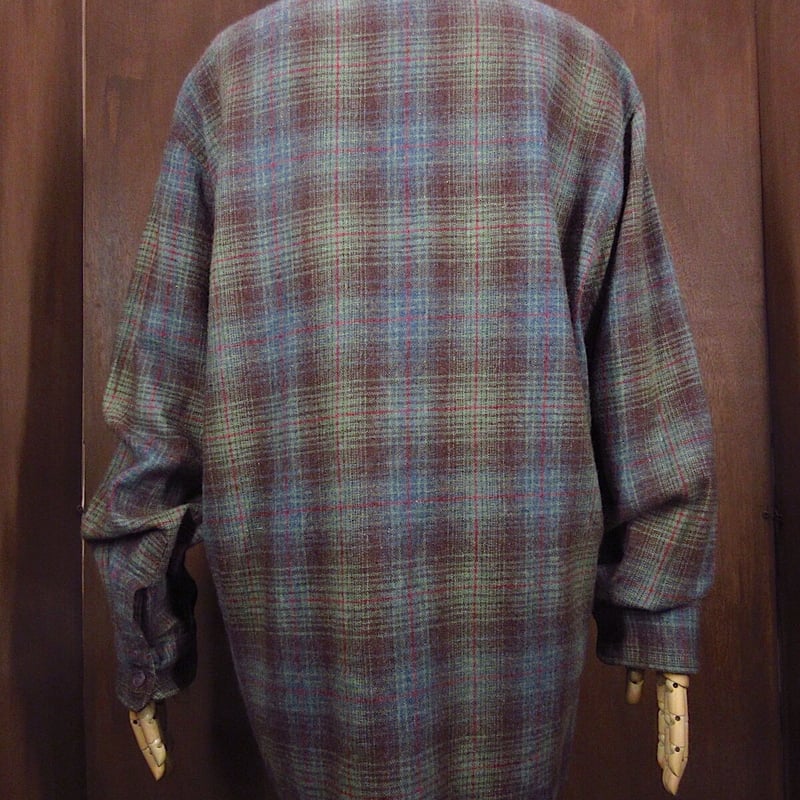 ビンテージ70's○Golden LIneシャドーチェックウールシャツsize XL