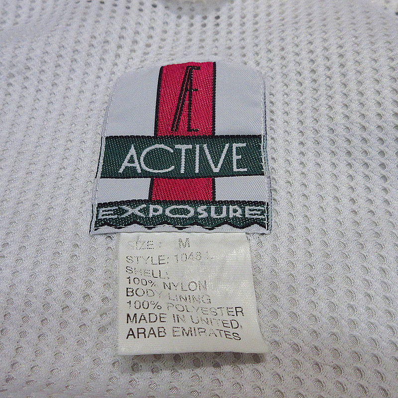ビンテージ90's○ACTIVE EXPOSUREナイロンウインドブレーカー白×青×赤